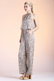 Lynx Satin Ruffle Neck Jumpsuit