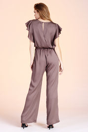 Hammered Satin Flutter Sleeve Jumpsuit