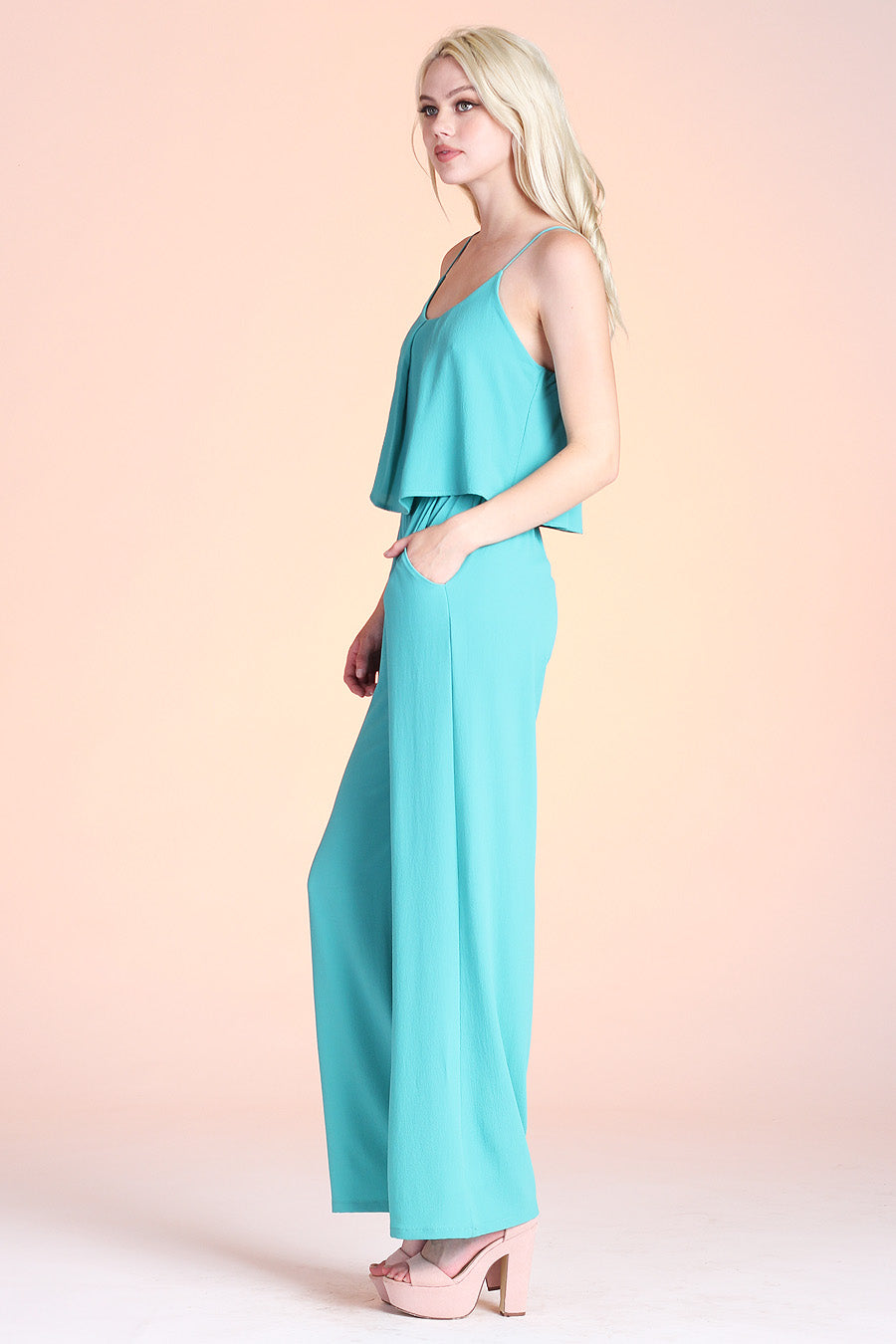 Tuck Pleat Cami Jumpsuit - Mint