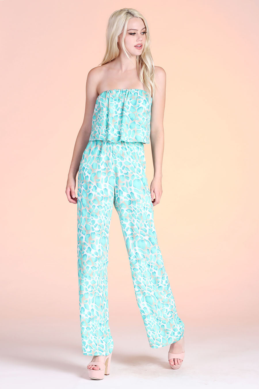 Water Mosaic Strapless Jumpsuit