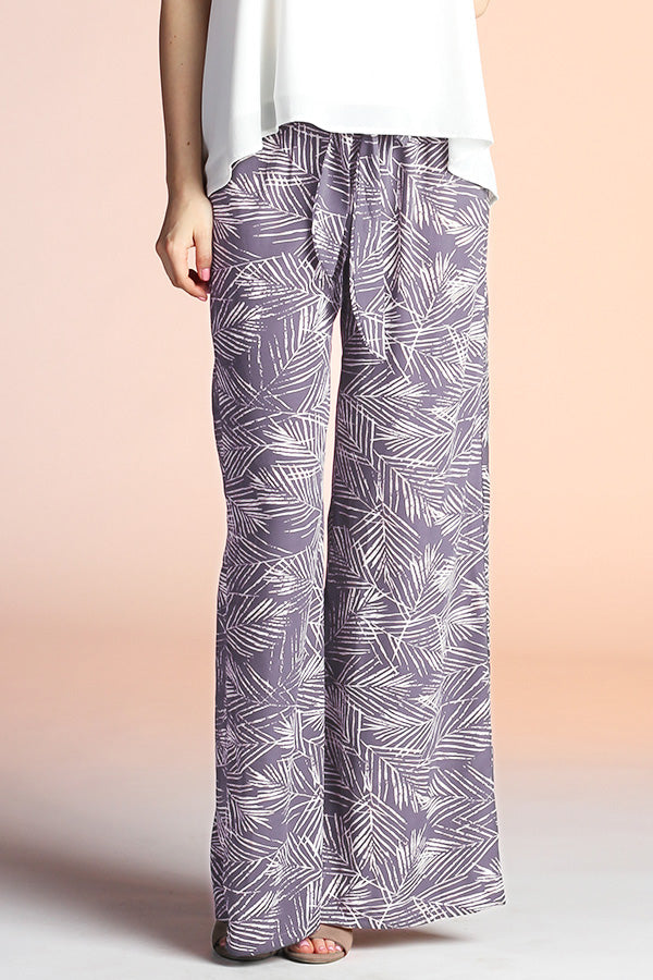 Palm Print Tie Pants