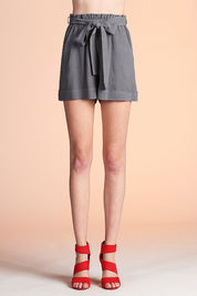 Washed Cotton Paper Bag Shorts - Ahri