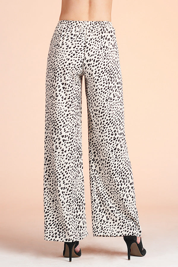 Snow Leopard Wide Leg Tie Pants - Ahri