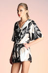 Palm Leaf Tie Front Romper - Ahri