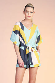 Geo Curve Kimono Romper