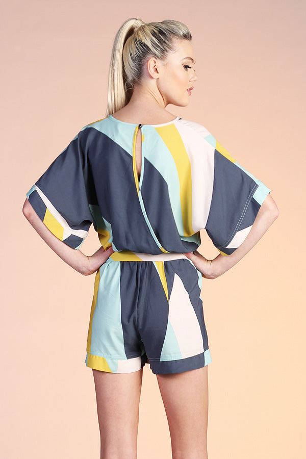 Geo Curve Kimono Romper