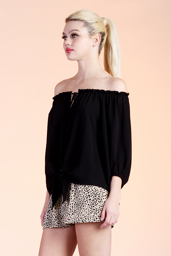 Set it Off Shoulder Top - Black