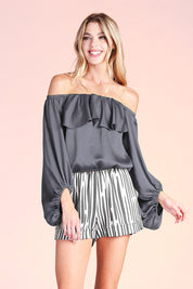 Hammered Satin Off Shoulder Top - Ahri