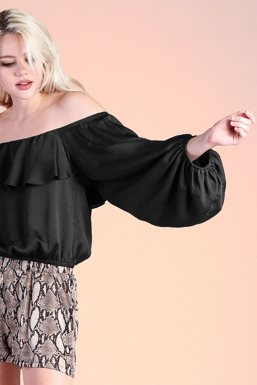 Hammered Satin Off Shoulder Top - Ahri