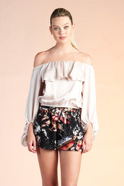 Hammered Satin Off Shoulder Top - Ahri