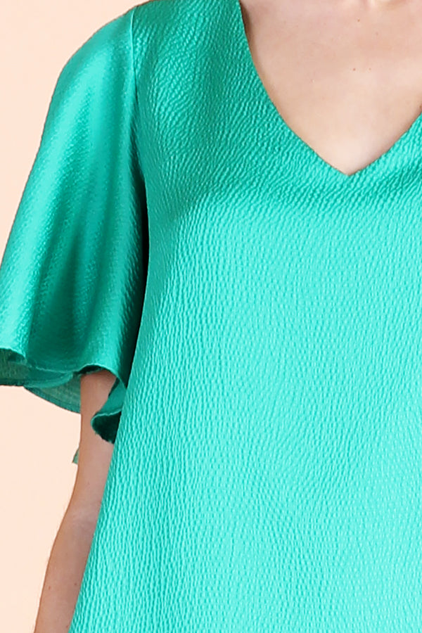 Hammered Satin Flare Sleeve Top - Ahri