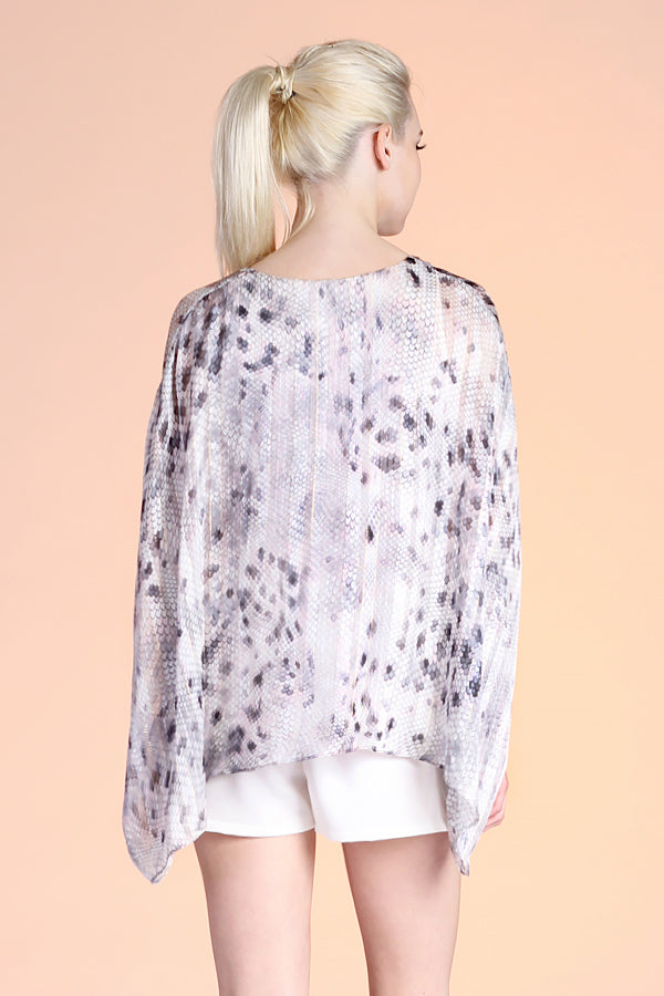 Iridescent Snake Blouson Caftan Top