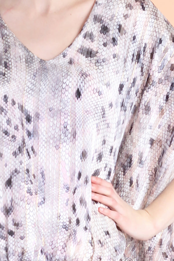 Iridescent Snake Blouson Caftan Top