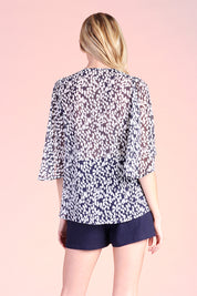 Nouveau Dot Chiffon Petal Sleeve Top