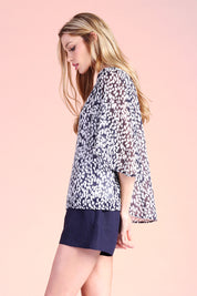 Nouveau Dot Chiffon Petal Sleeve Top