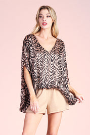 Iridescent Tiger Caftan Band Top