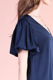 Washed Silk Bubble Sleeve Top