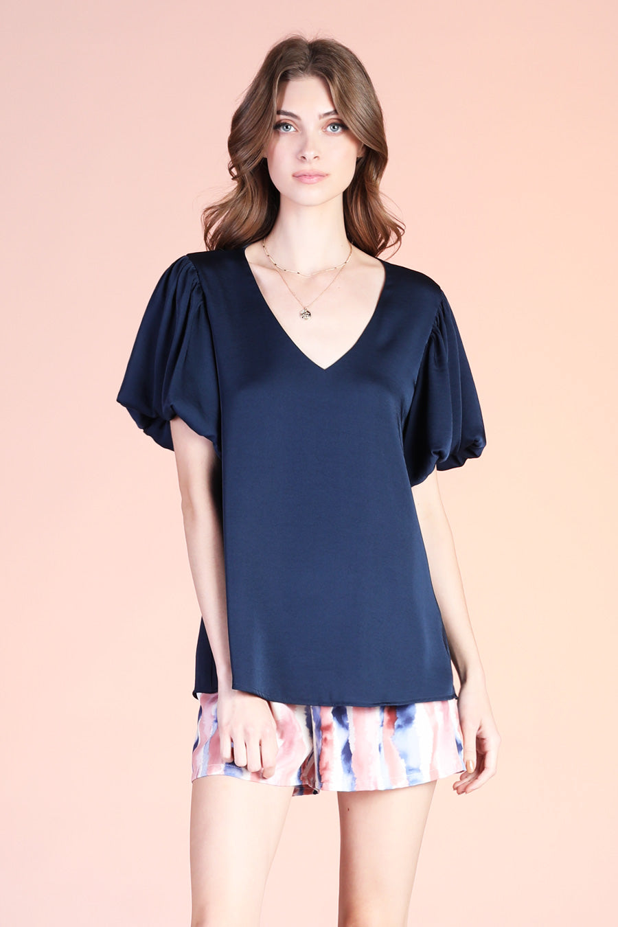 Washed Silk Bubble Sleeve Top